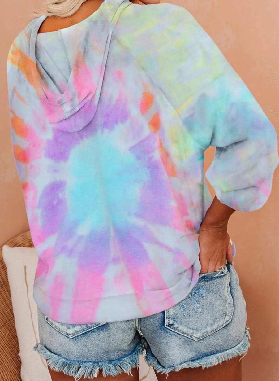 VISLILY Vislily Plus-Size Hoodies For Women Tie Dye Sweatshirts Tops | Fashion Hoodies & Sweatshirts
