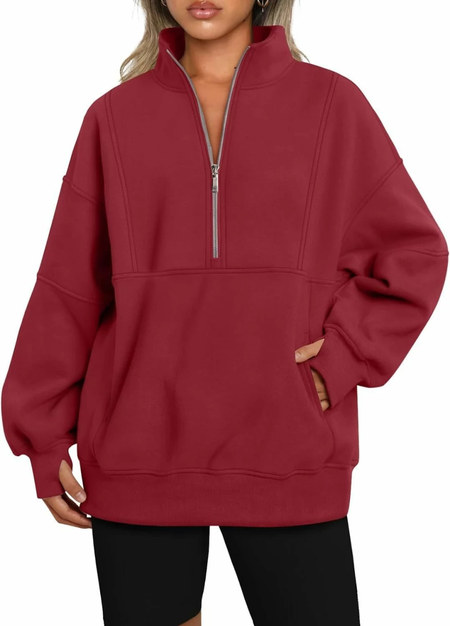AUTOMET Automet Women'S Half Zip Oversized Sweatshirts Fleece Long Sleeve Hoodies Casual Sweaters With Pockerts | Fashion Hoodies & Sweatshirts