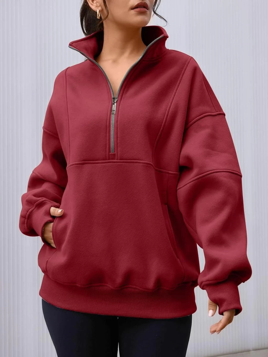 AUTOMET Automet Women'S Half Zip Oversized Sweatshirts Fleece Long Sleeve Hoodies Casual Sweaters With Pockerts | Fashion Hoodies & Sweatshirts