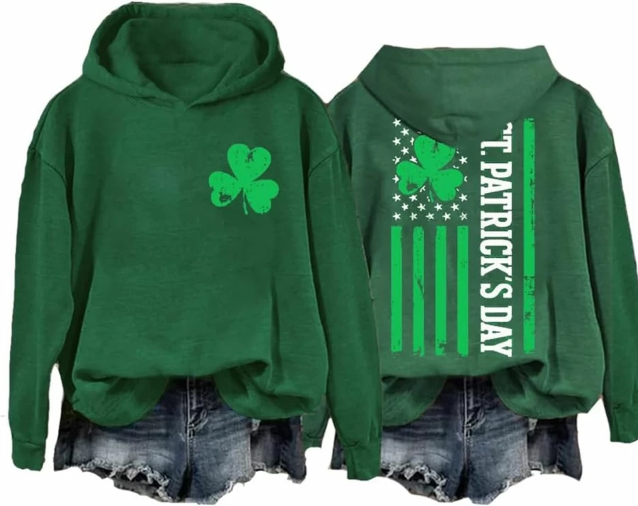 MOGUI Shamrock American Flag Sweatshirt Irish American Flag Shirt St. Patrick'S Day Gift | Fashion Hoodies & Sweatshirts