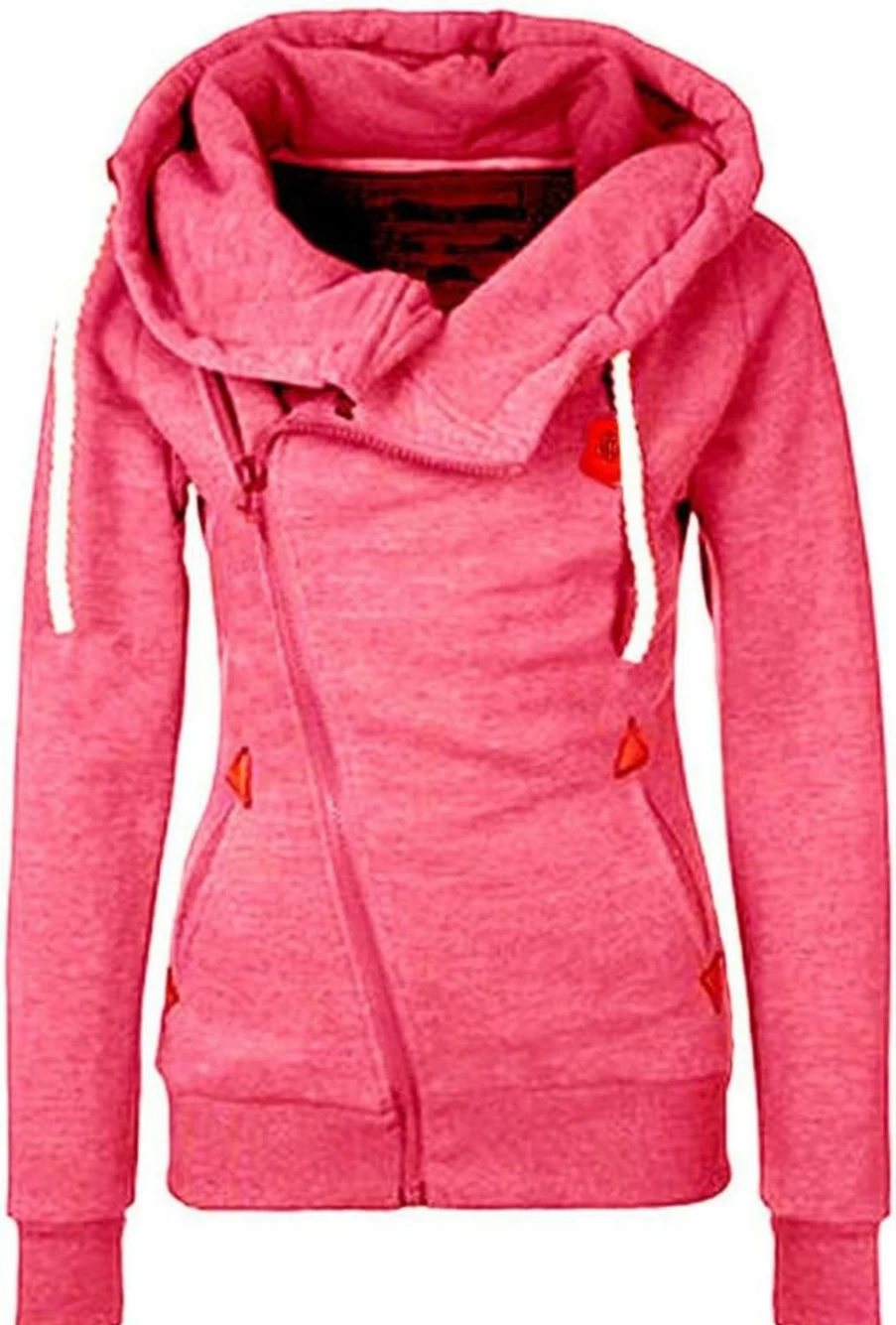Newbestyle Newbestyle Womens Hoodies Hooded Jersey Jackets Oblique Zipper Fleece Jumper Sweatshirt | Fashion Hoodies & Sweatshirts