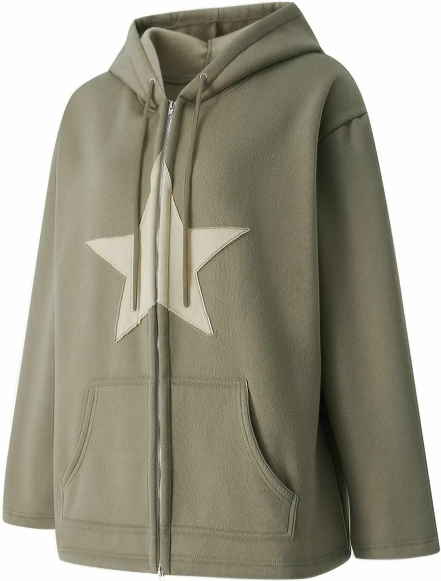 NIKDUCK Y2K Full Zip Up Hoodie Women Oversized Goth Sweatshirt E-Girl Rhinestone Long Sleeve Graphic Jacket Streetwear | Fashion Hoodies & Sweatshirts