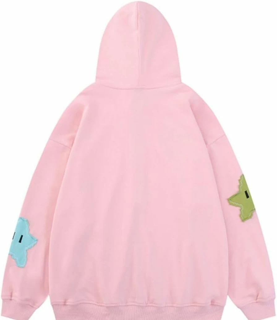 Durveency Women Teen Girls Y2K Hoodie Jacket Star Zip Up Hooded Sweatshirt Grunge Hoodies Cute Streetwear | Fashion Hoodies & Sweatshirts