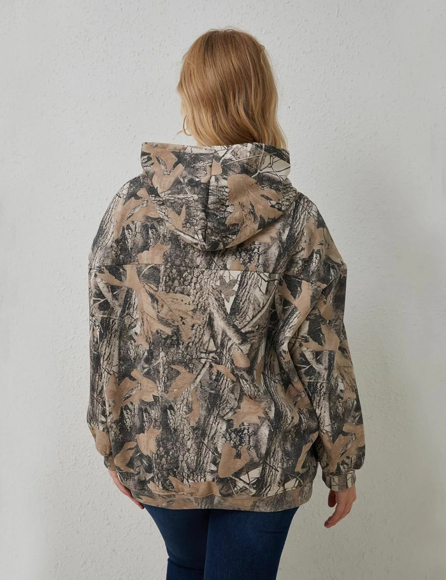 Eutten Womens Camo Hoodies Maple Leaf Print Oversized Hooded Sweatshirt Fleece Pullover Sweatshirts Long Sleeve With Pocket | Fashion Hoodies & Sweatshirts