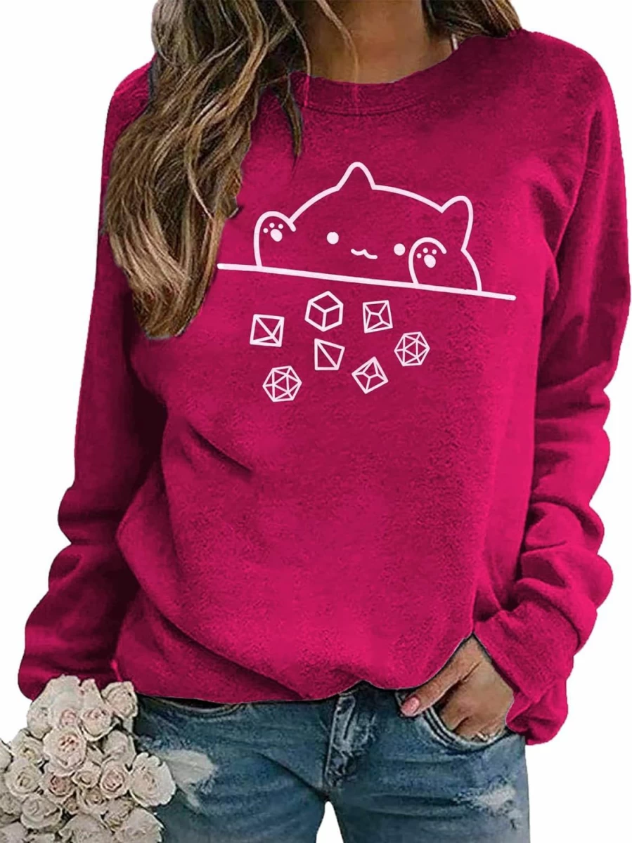 Elemevol Cat Mom Sweatshirt Women Cat Mama Shirt Cute Cat Long Sleeve Letter Print Tshirt Tops | Fashion Hoodies & Sweatshirts