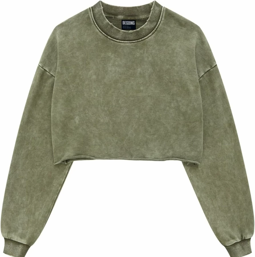 BEGOING Begoing Women 'S Oversized Washed Cropped Sweatshirts Casual Long Sleeve Crewneck Loose Solid Y2K Pullover Hoodies Tops | Fashion Hoodies & Sweatshirts