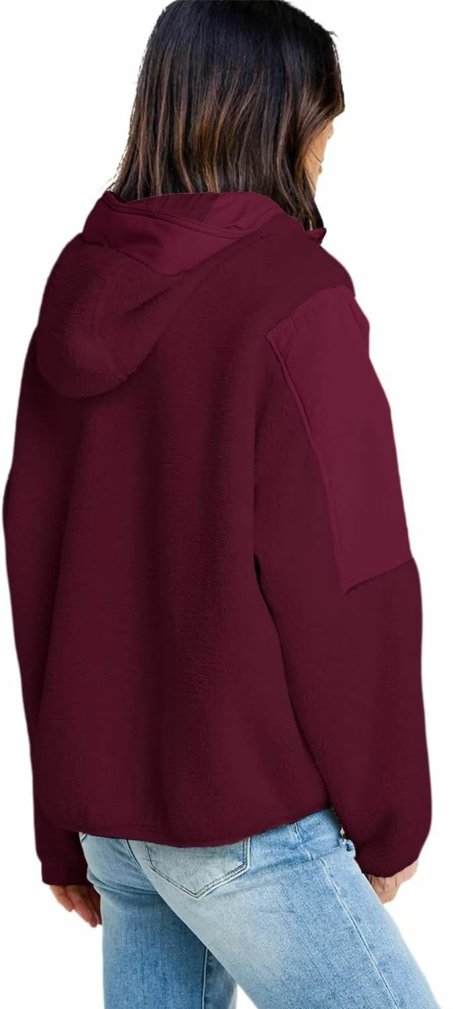 Panadila Panadila Womens Half Zip Pullover With Pockets Sherpa Hoodie Oversized Hooded Sweatshirt Warm Fleece Jackets | Fashion Hoodies & Sweatshirts