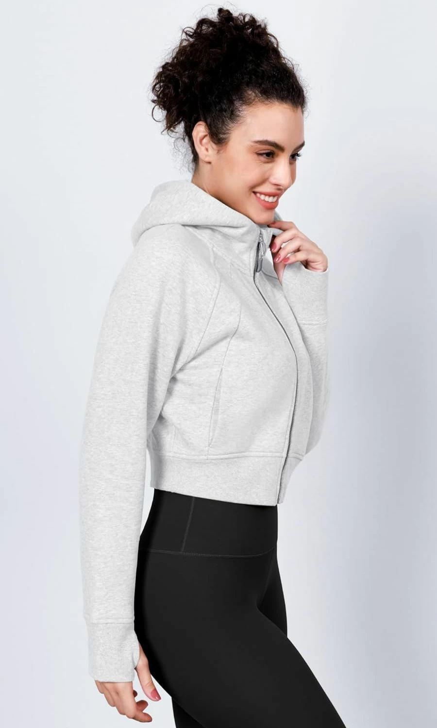 ODODOS Ododos Full-Zip Cropped Hoodies For Women Fleece Lined Long Sleeve Crop Sweatshirts With Thumb Hole | Fashion Hoodies & Sweatshirts