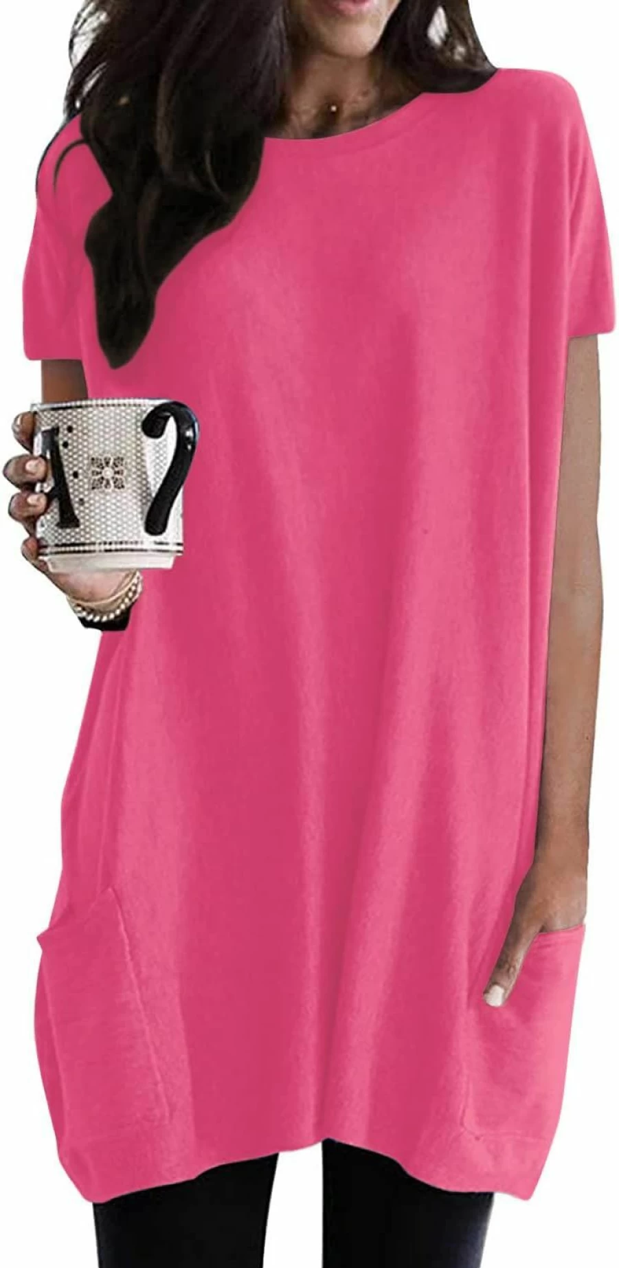 SENSERISE Senserise Womens Short Sleeve/Long Sleeve Tunic Tops For Leggings With Pockets 2024 Fashion Long Basic Sweatshirt | Fashion Hoodies & Sweatshirts