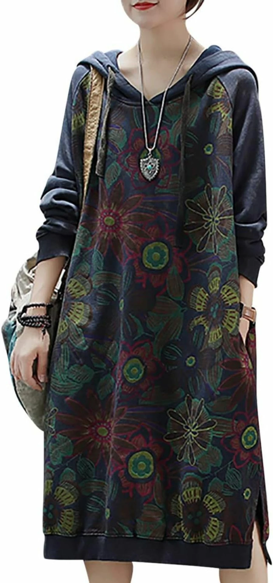 YESNO Yesno Jcj Women Casual Loose Ethnic Floral Hoodies Sweatshirts Jackets Long Sleeve/Pockets | Fashion Hoodies & Sweatshirts
