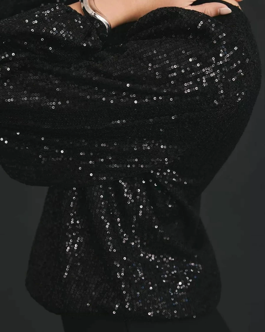 YEXPINE Sequin Tops Women Sparkle Party Night Long Sleeve Dressy Sparkly Tops Crew Tunic Concert Party Tops | Fashion Hoodies & Sweatshirts