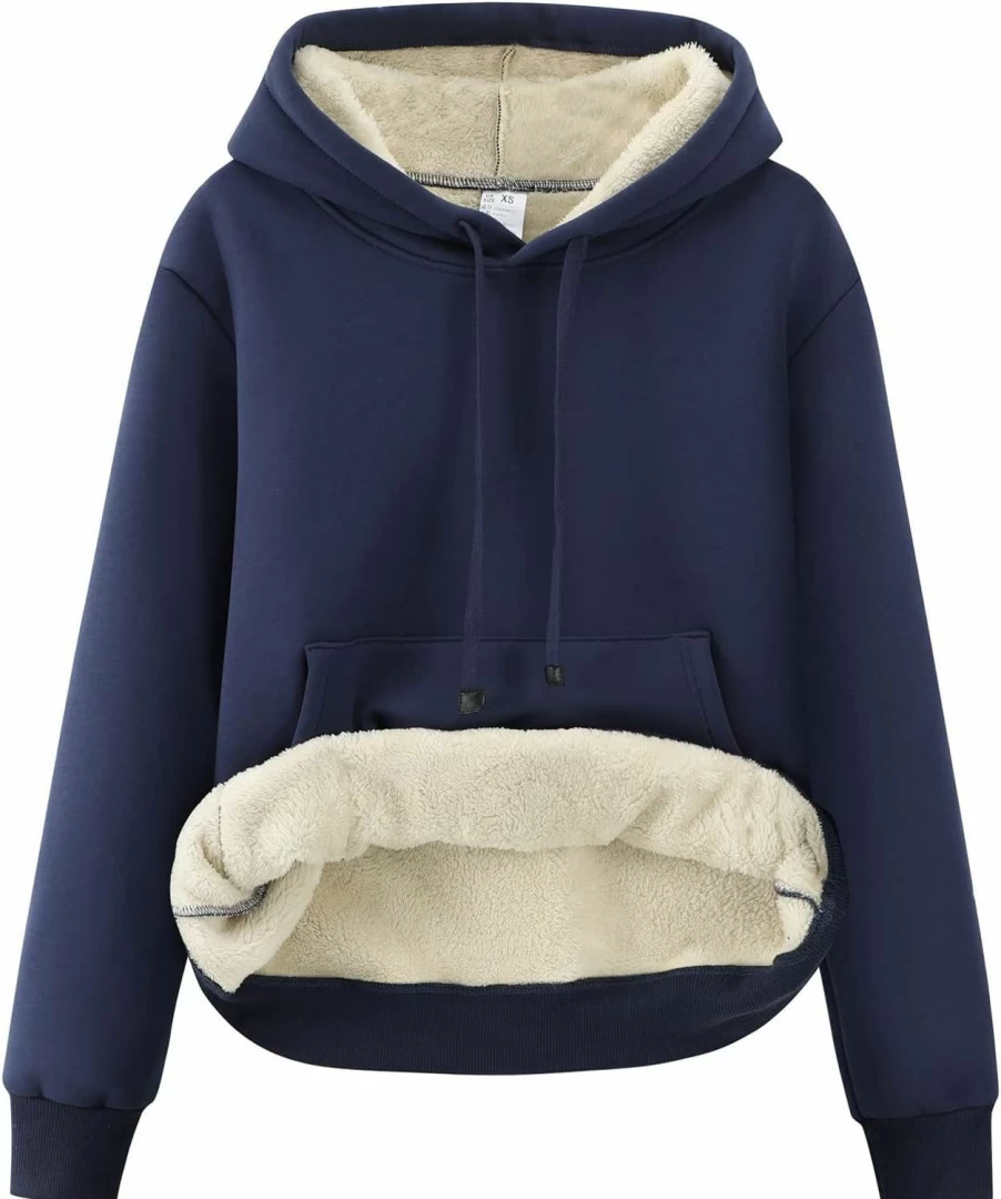 Gihuo Gihuo Women'S Winter Warm Hoodie Sherpa Fleece Lined Pullover Hoodie Hooded Sweatshirt | Fashion Hoodies & Sweatshirts