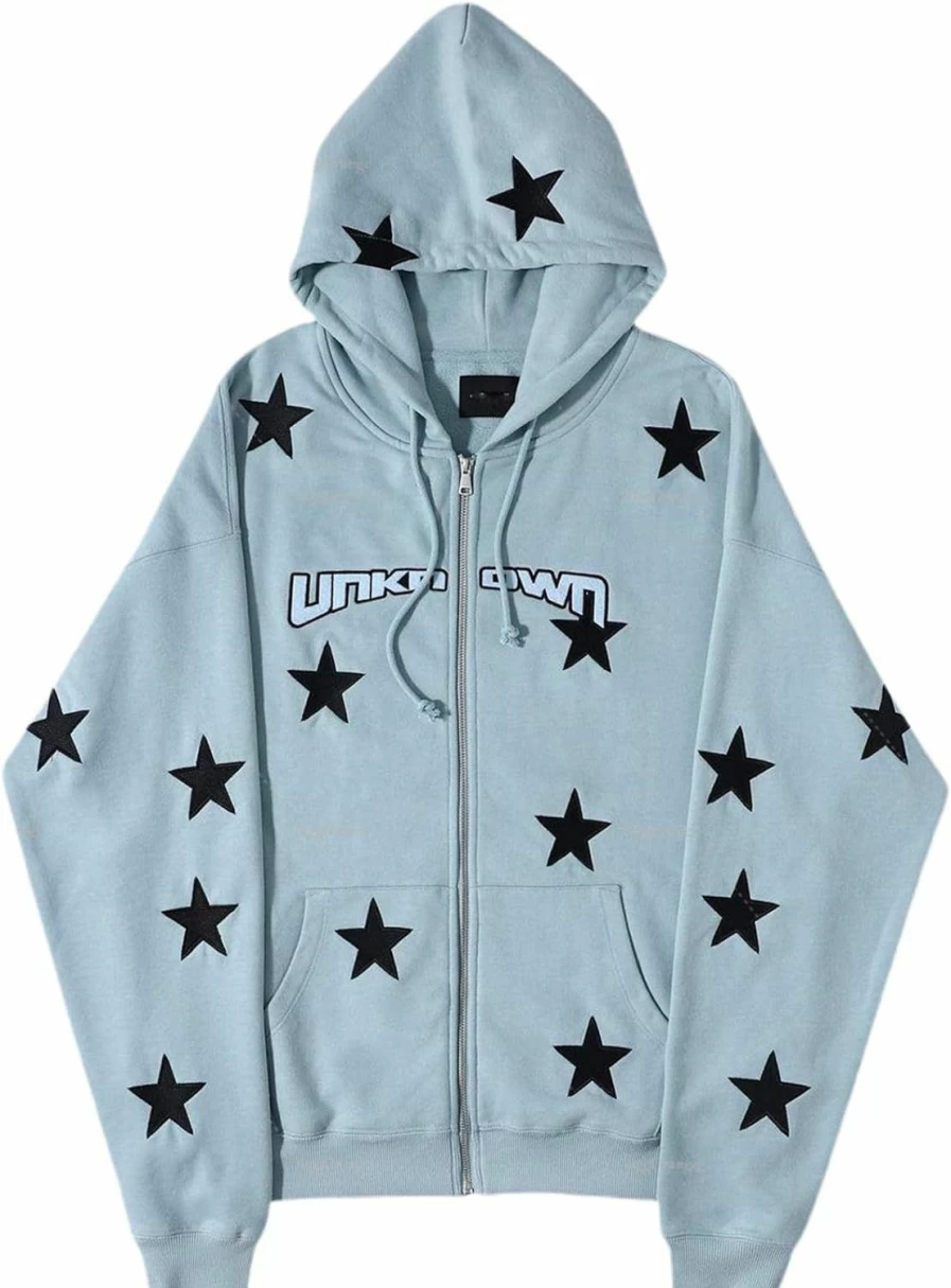 NaranjaBurbuja Naranjaburbuja Y2K Zip Up Hoodies For Teen Girls Aesthetic Trendy Oversized Sweatshirt Womens 2022 Star Graphic Print Jackets | Fashion Hoodies & Sweatshirts