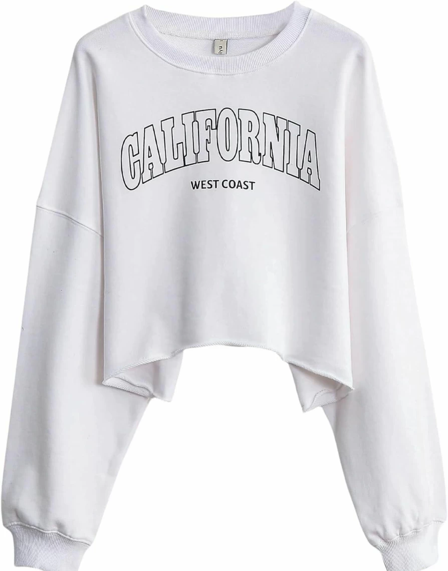 Amazhiyu Amazhiyu Women'S Cropped Hoodie Pullover Long Sleeve Crewneck Crop Tops Oversize Fit | Fashion Hoodies & Sweatshirts