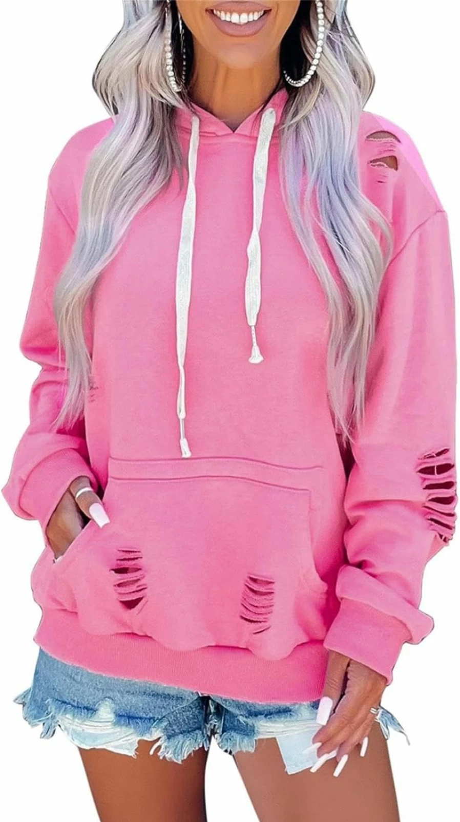 Melliflo Oversized Distressed Sweatshirts For Women Trendy Hoodies | Fashion Hoodies & Sweatshirts