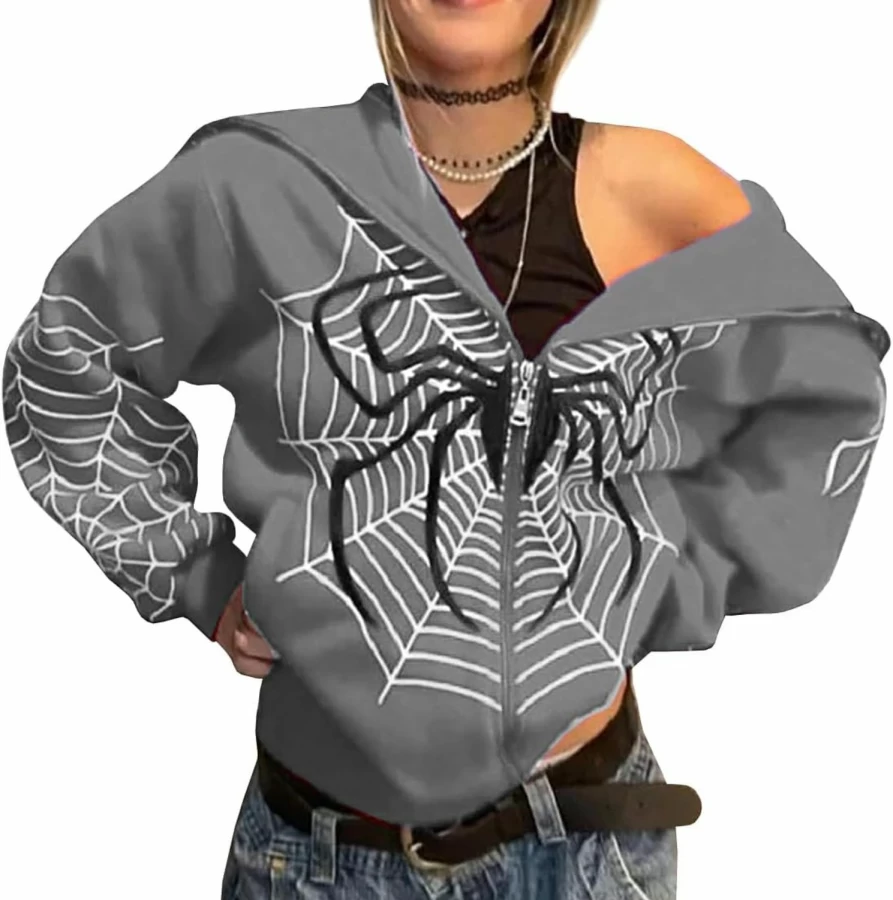 EMILYLE Women Y2K Halloween Hoodies Personalized Zip Up Long Sleeve Hooded Jacket Harajuku Outwear | Fashion Hoodies & Sweatshirts