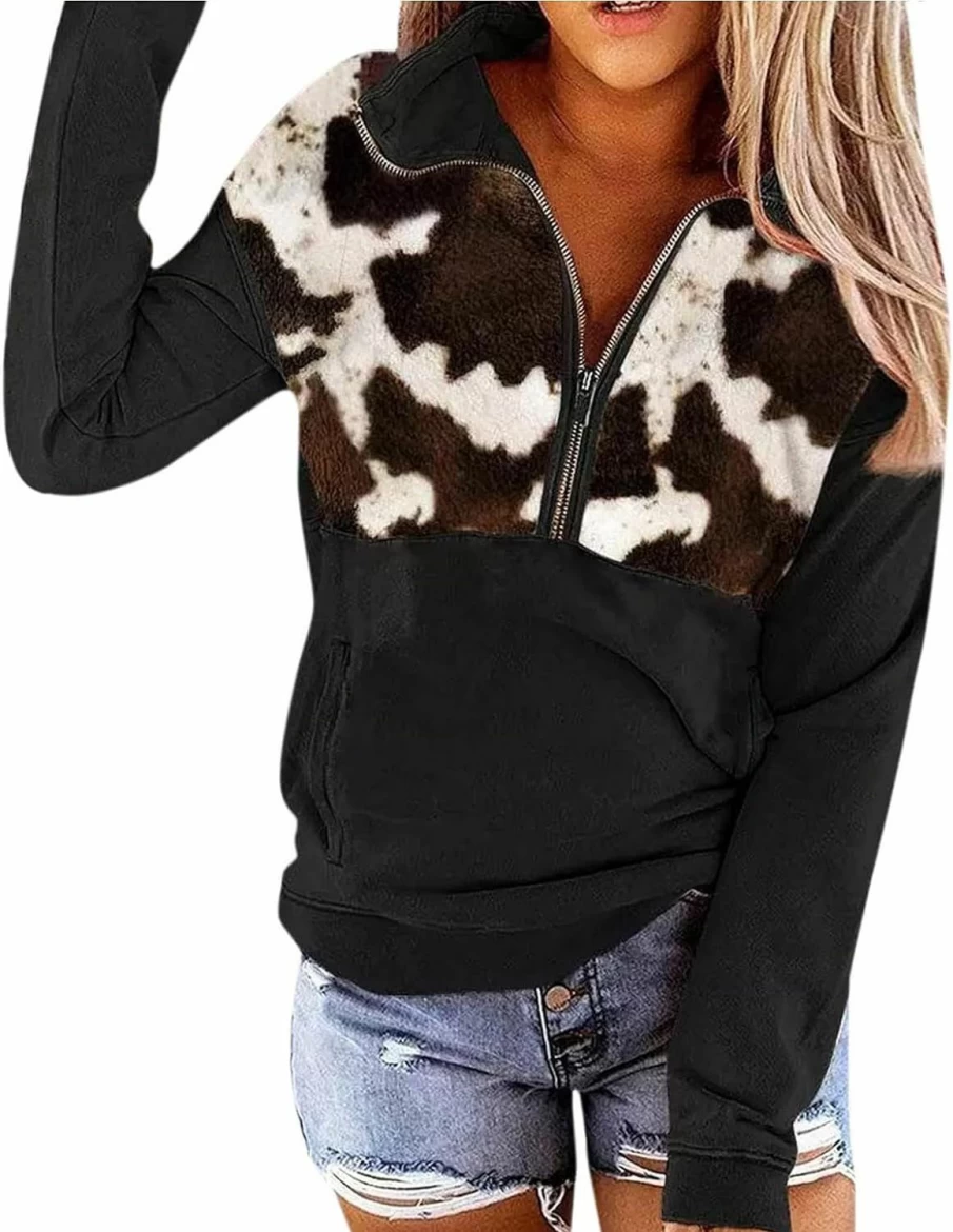 LEMAFER Women'S Casual Aztec Geometric Zipper Collar Pullover Sweatshirt | Fashion Hoodies & Sweatshirts