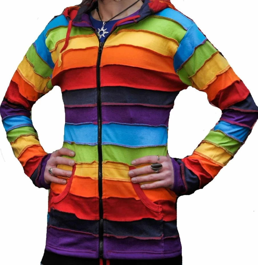 Shopoholic Fashion Women Rainbow Rib Hoodie | Fashion Hoodies & Sweatshirts