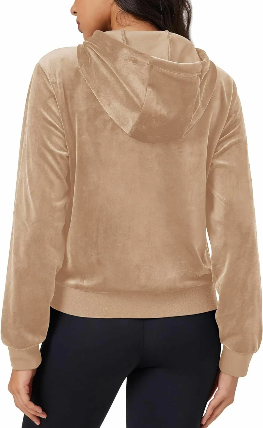 MAGCOMSEN Magcomsen Women'S Velour Crop Hoodie Jacket Long Sleeve Zip Up Tops Soft Casual Velvet Jacket With Pockets | Fashion Hoodies & Sweatshirts