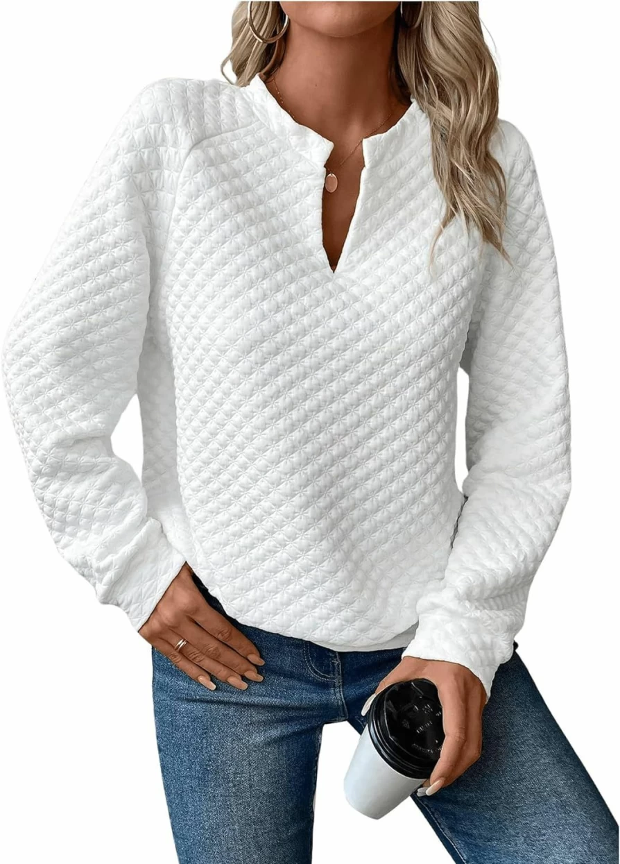 GORGLITTER Gorglitter Women'S Notch Neck Sweatshirt Long Sleeves Pullover Tops | Fashion Hoodies & Sweatshirts