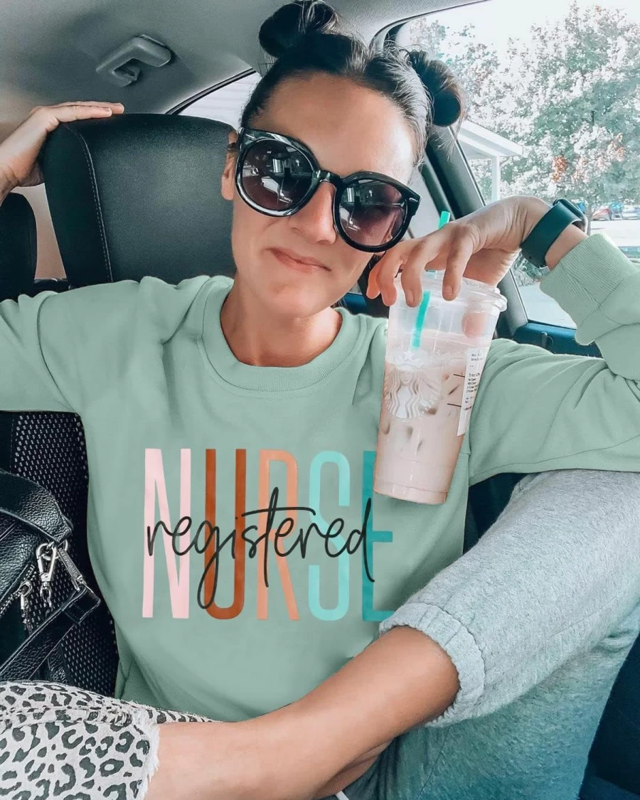 MNLYBABY Mnlybaby Registered Nurse Sweatshirt Women Nurse Life Pullover Shirts Nursing Student Gift Crewneck Long Sleeve Tees | Fashion Hoodies & Sweatshirts