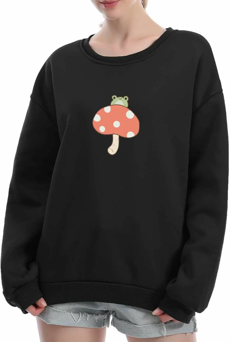 KEEVICI Keevici Women Cute Frog Sweatshirt Kawaii Mushroom Hoodie For Teen Girls Aesthetic Cottagecore Clothes Feminino Hoodies | Fashion Hoodies & Sweatshirts