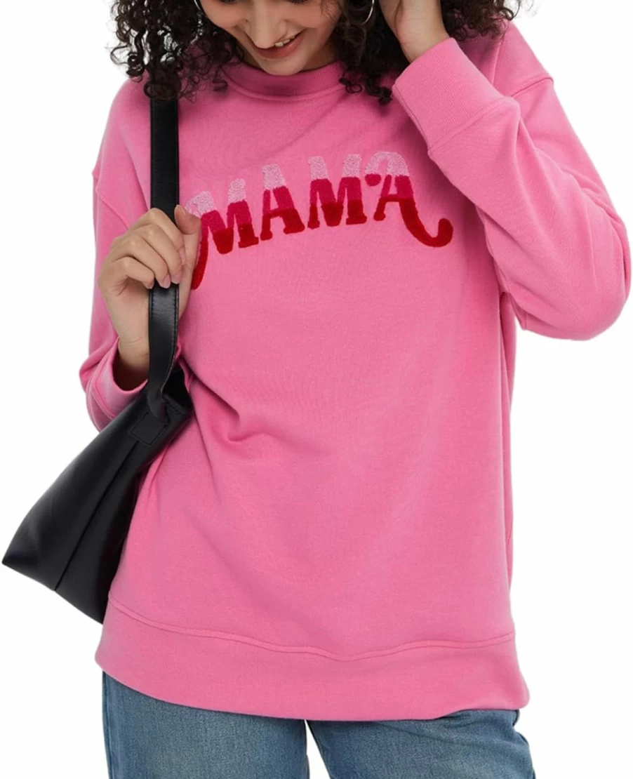 B2EVER Sweatshirt For Women Girls, Casual Crew Neck Pullover Top With Embroidered, Loose Fitting Long Sleeve Tops | Fashion Hoodies & Sweatshirts