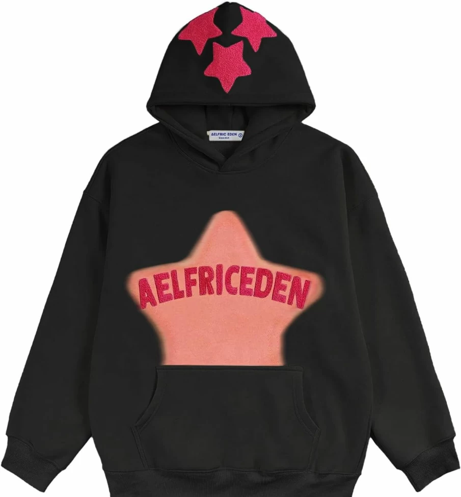 Aelfric Eden Aelfric Eden Womens Graphic Hoodies Pink Star Print Hoodie Uni Oversized Hoodies Long Sleeve Pocket Pullover | Fashion Hoodies & Sweatshirts