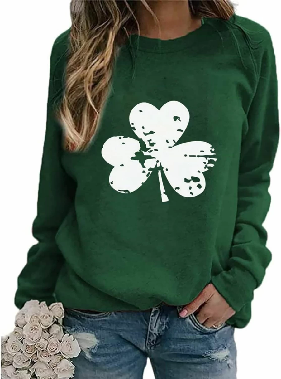 PACHIMACRO Women'S St. Patrick'S Day Sweatshirt Irish Shamrock Long Sleeve Shirts Lucky Clover Graphic Pullover Tops | Fashion Hoodies & Sweatshirts