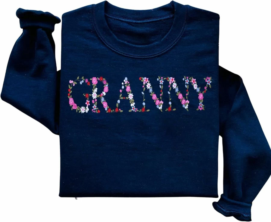 Regamor Embroidery Granny Sweatshirts For Women Gift Sweatshirt From Grandkids Granny Flower Grandma Gift Mothers Christmas | Fashion Hoodies & Sweatshirts