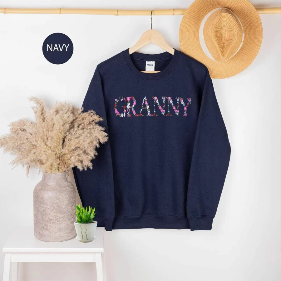 Regamor Embroidery Granny Sweatshirts For Women Gift Sweatshirt From Grandkids Granny Flower Grandma Gift Mothers Christmas | Fashion Hoodies & Sweatshirts