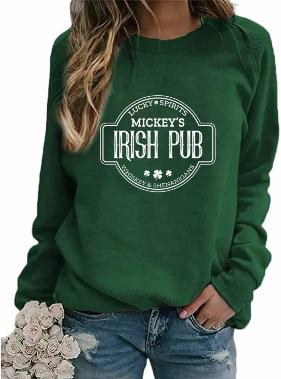 Dahuiya Irish Lucky St Patricks Day Sweatshirts Womens Vintage Leprechaun Graphic Tees | Fashion Hoodies & Sweatshirts