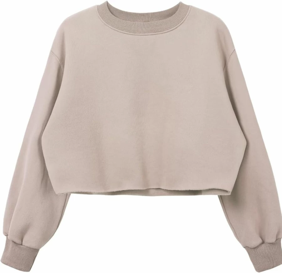 DRESSOLE Women'S Cropped Fleece Sweatshirt Crewneck Long Sleeve Casual Pullover Crop Tops | Fashion Hoodies & Sweatshirts