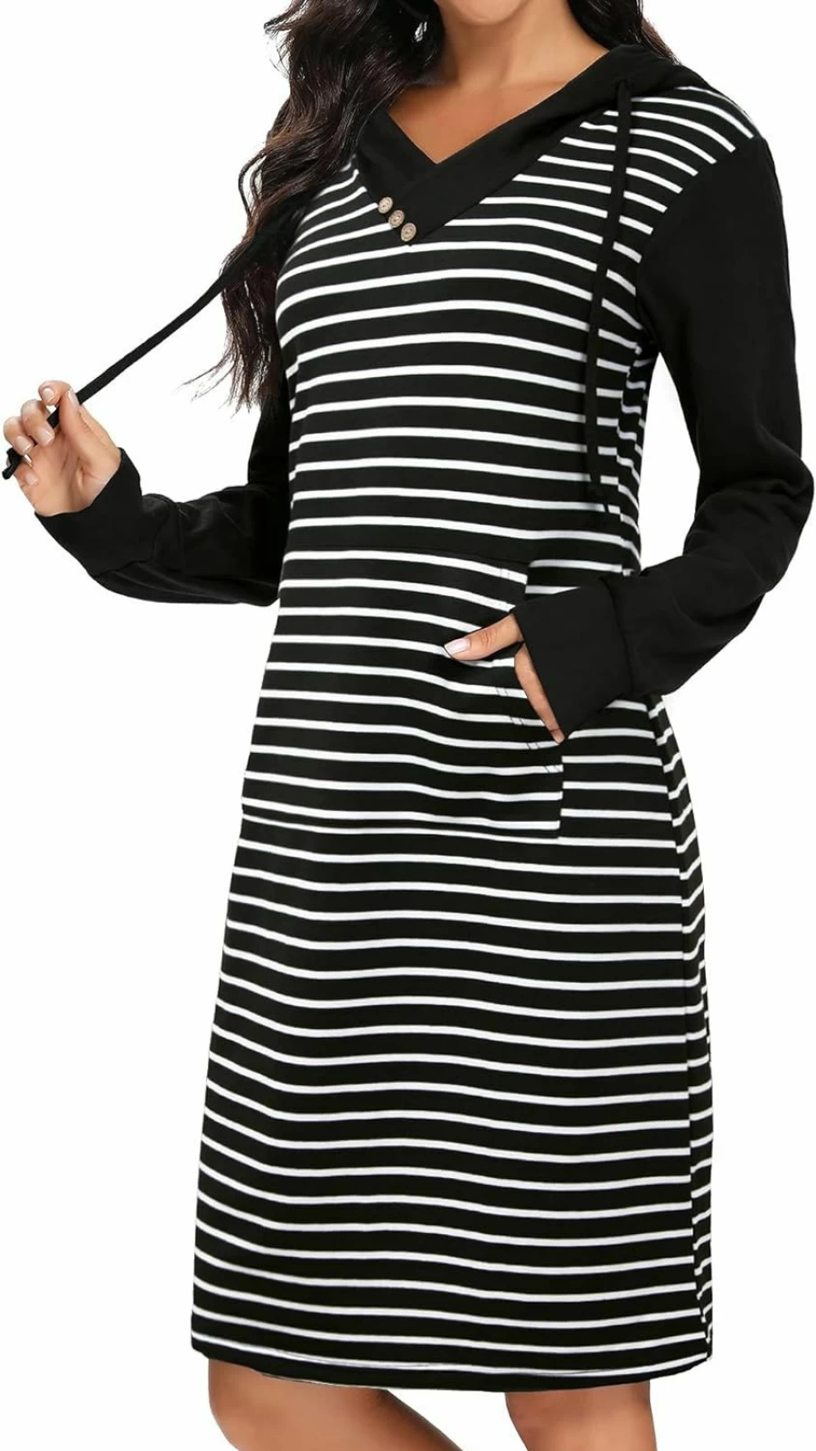 Kimmery Kimmery Long Sleeve Dress For Women Lightweight Kangaroo Pocket Hoodie Dress Fall Sweatshirts For Women | Fashion Hoodies & Sweatshirts