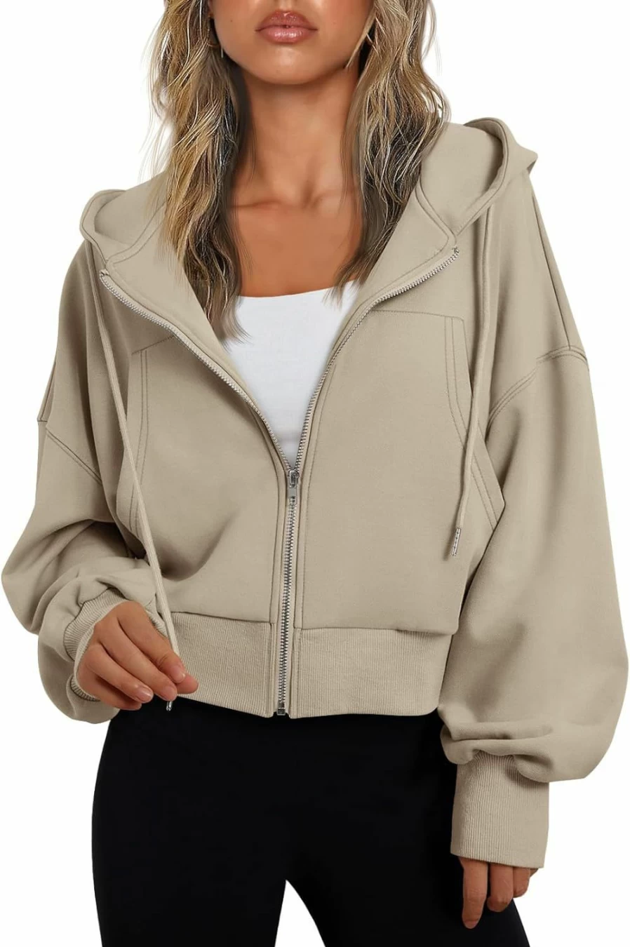 Trendy Queen Trendy Queen Hoodies For Women Full Zip Up Cropped Sweatshirts Casual Hooded Pullover Sweaters Tops Fall Winter Clothes 2024 | Fashion Hoodies & Sweatshirts