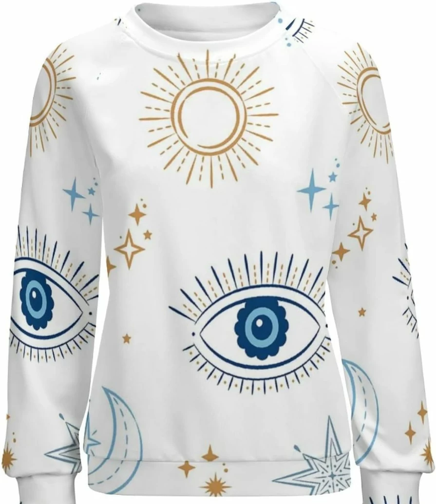 SZDIZOWE Evil Eye Seamless Print Pullover Long Sleeve Crew Neck Sweatshirt Casual Cute Pullover Top | Fashion Hoodies & Sweatshirts