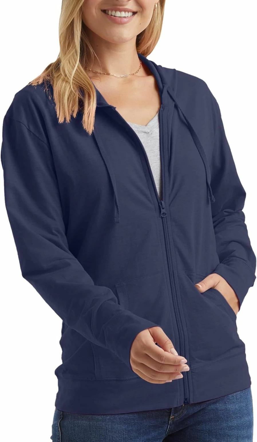 Hanes Hanes Women'S Slub Knit Full-Zip Hoodie, Textured Cotton Zip-Up T-Shirt Hoodie For Women | Fashion Hoodies & Sweatshirts