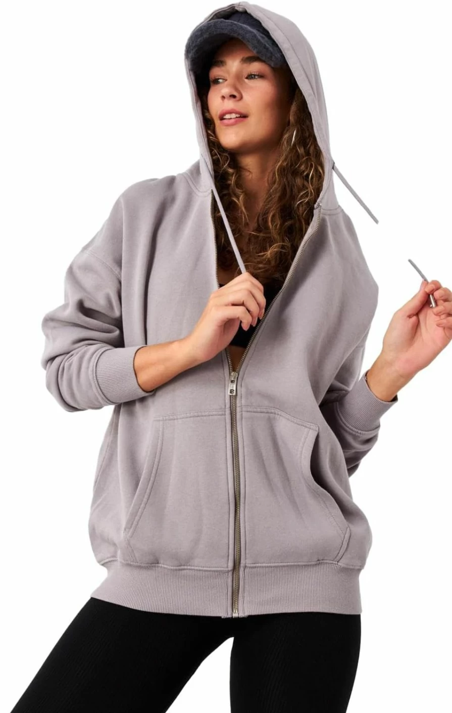 addax Addax Zip-Up Hoodie Women | Y2K-Inspired Double-Layer Hoodie | Adjustable Drawstring, Stylish Oversized Sweatshirt | Fashion Hoodies & Sweatshirts