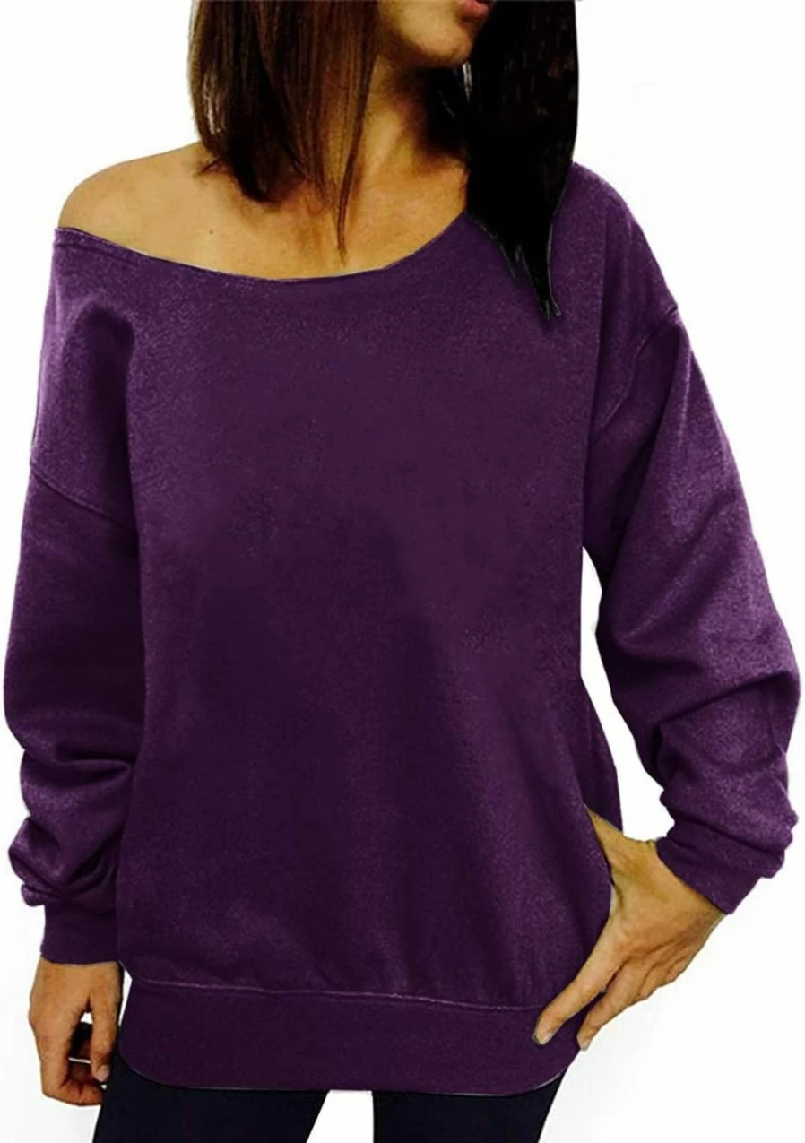 Dutebare Dutebare Women Off Shoulder Sweatshirt Slouchy Shirt Long Sleeve Pullover Tops | Fashion Hoodies & Sweatshirts