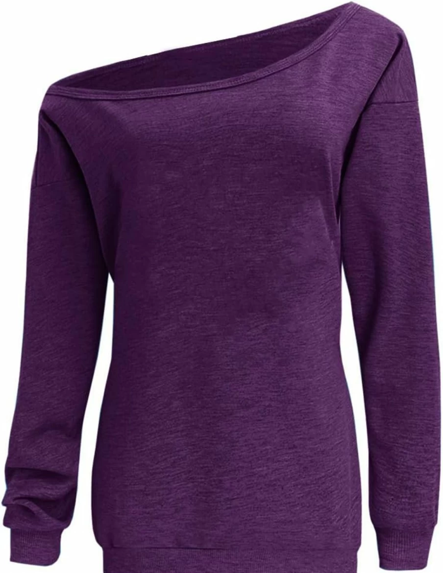 Dutebare Dutebare Women Off Shoulder Sweatshirt Slouchy Shirt Long Sleeve Pullover Tops | Fashion Hoodies & Sweatshirts