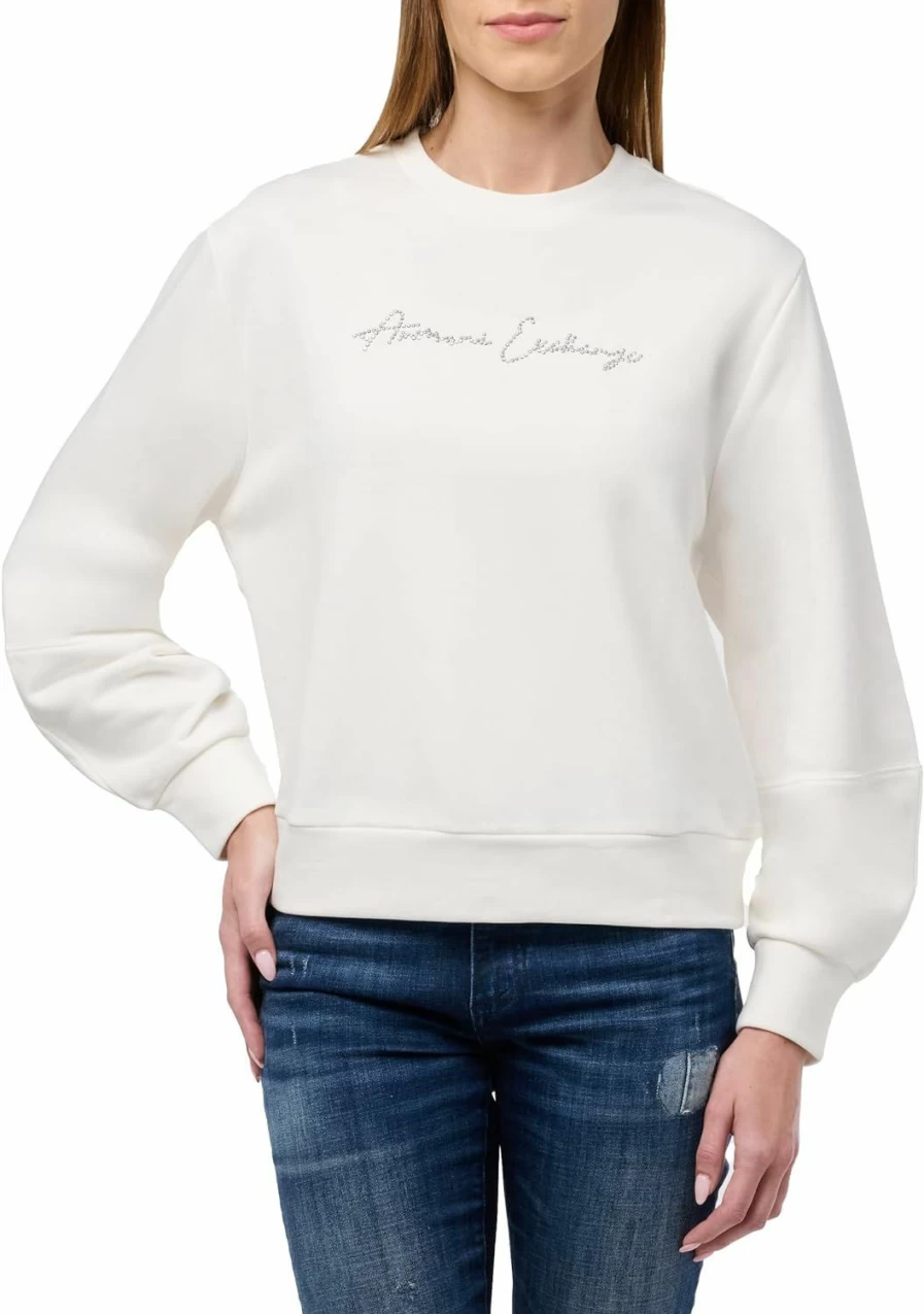 A | X ARMANI EXCHANGE A | X Armani Exchange Women'S Rhinestone Script Logo Crewneck Pullover Sweatshirt | Fashion Hoodies & Sweatshirts